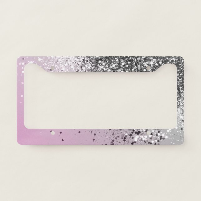 Silver Pink Glitter Dream #1 (Faux Glitter) #shiny License Plate Frame (Front)
