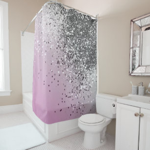 Silver Pink Glitter Dream #1 (Faux Glitter) #shiny Shower Curtain