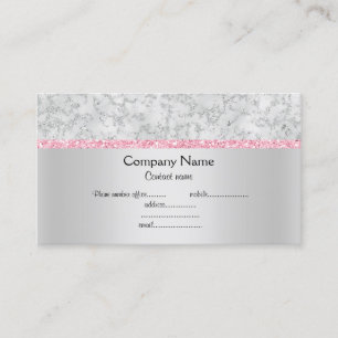 Silver pink glitter elegant semi gloss business business card
