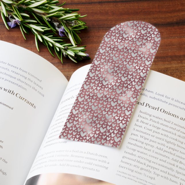 Silver & Pink Glitter Hearts Valentines Bookmarks (Book)