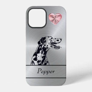 Silver/Pink Heart Dalmatian iPhone 12 Case