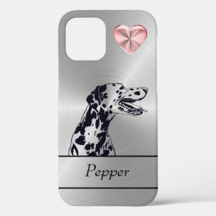 Silver/Pink Heart Dalmatian iPhone 12 Case