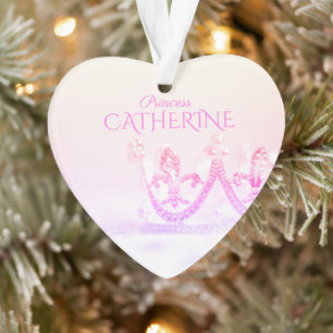 Silver Pink Princess Crown Ornament