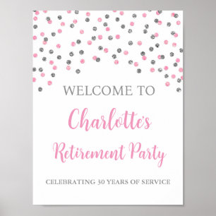Silver Pink Retirement Party 8.5x11 Poster