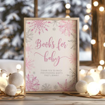 Silver pink snowflakes Books for baby Poster