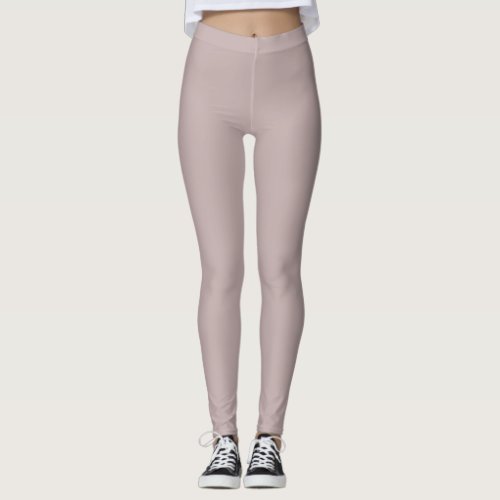Silver Pink Solid Color Leggings