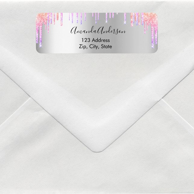 Silver pink violet return address label (Creator Uploaded)