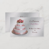 silver pink Wedding Cake makers business Cards (Front/Back)