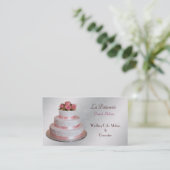 silver pink Wedding Cake makers business Cards (Standing Front)