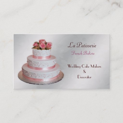 Customizable silver pink Wedding Cake makers business Cards