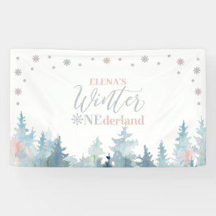 Winter Wonderland Pink Snowflake 6x8 Banner Backdrop/ Step & Repeat De –  Woo'em Design