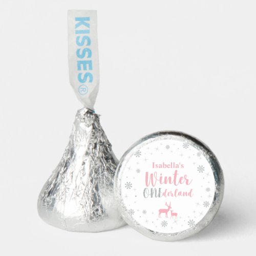Silver  Pink Winter Onederland 1st Birthday Party Hersheys Kisses