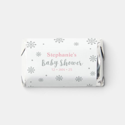 Silver  Pink Winter Wonderland Baby Shower Hersheys Miniatures