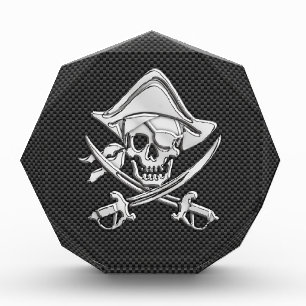 Silver Pirate on Black Carbon Fiber Decor Award