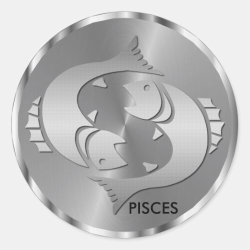 Silver Pisces  the Fish _ Zodiac Sign Classic Round Sticker