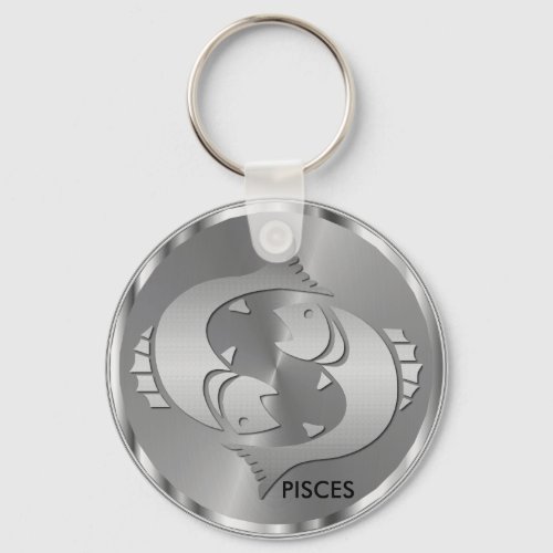 Silver Pisces  the Fish _ Zodiac Sign Keychain