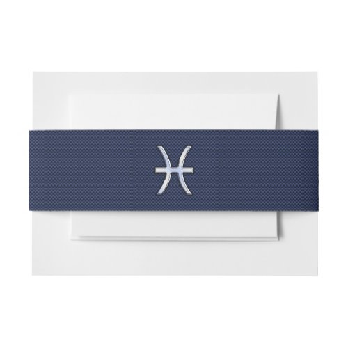 Silver Pisces Zodiac Sign Blue Carbon Fiber Print Invitation Belly Band