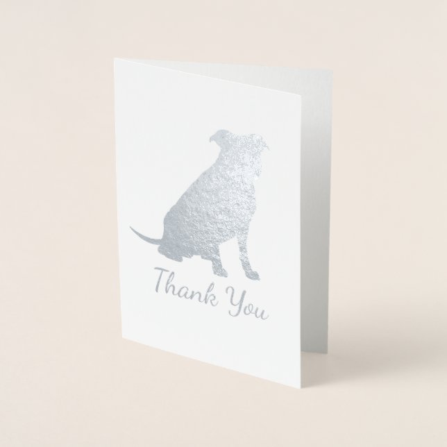 Silver Pit Bull Dog Baby Shower Girl Pitbull Foil Card (Front)