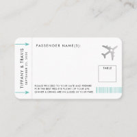 Silver Plane Ticket Boarding Pass Place Card