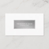 Silver Plaque Minimal Professional Business Photo Business Card (Back)