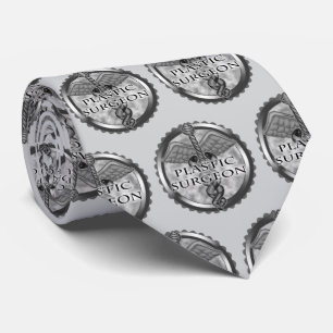 Silver Plastic Surgeon Caduceus Neck Tie