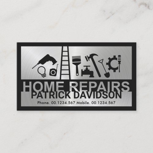 Silver Plate Home Repairs Signage Master Builder Business Card