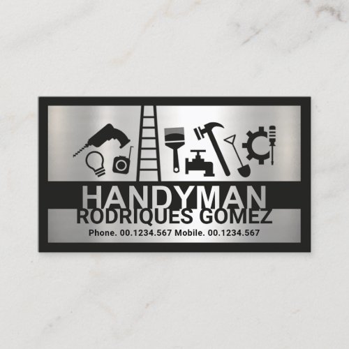 Silver Plate Home Repairs Signage Master Handyman Business Card