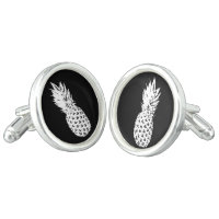 Silver plated cuff links with pineapple design