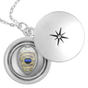 Silver Plated Greater Love Badge Locket Necklace