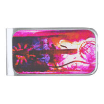Silver-Plated Money Clip with Art Guitar design