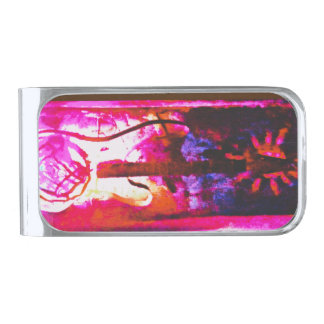 Silver-Plated Money Clip with Art Guitar design