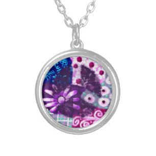 Silver-Plated Necklace Abstract Peace Sign Pendant