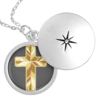 Silver Plated Necklace - Gold Cross