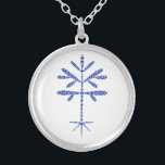 Silver-plated Necklace with Blue Sapling Pendant<br><div class="desc">Sterling silver plated 1.125" diameter pendant with a blue chevron sapling on a 18" chain with a 2" extender.
Charm also available in 0.75" and 1.44" diameter versions.</div>
