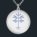 Silver-plated Necklace with Blue Sapling Pendant<br><div class="desc">Sterling silver plated 1.125" diameter pendant with a blue chevron sapling on a 18" chain with a 2" extender.
Charm also available in 0.75" and 1.44" diameter versions.</div>