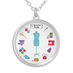 Silver Plated Necklace with Custom Sew Right Text