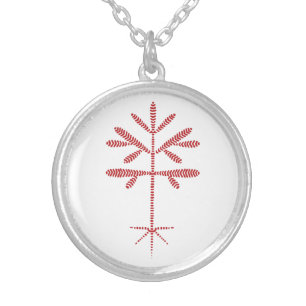 Silver-plated Necklace with Red Sapling Pendant