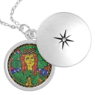 Silver Plated Saint Dymphna Locket Necklace