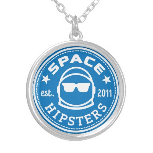 Silver plated Space Hipsters logo necklace
