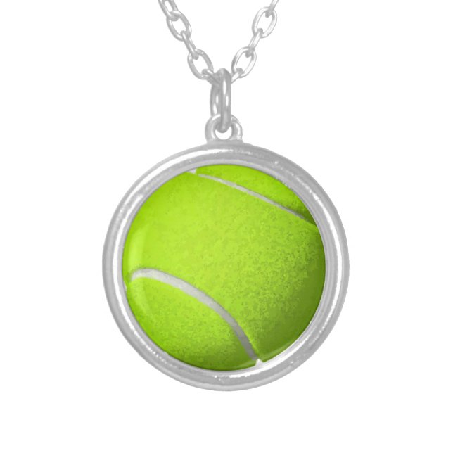 Silver plated tennis ball Necklace (Front)