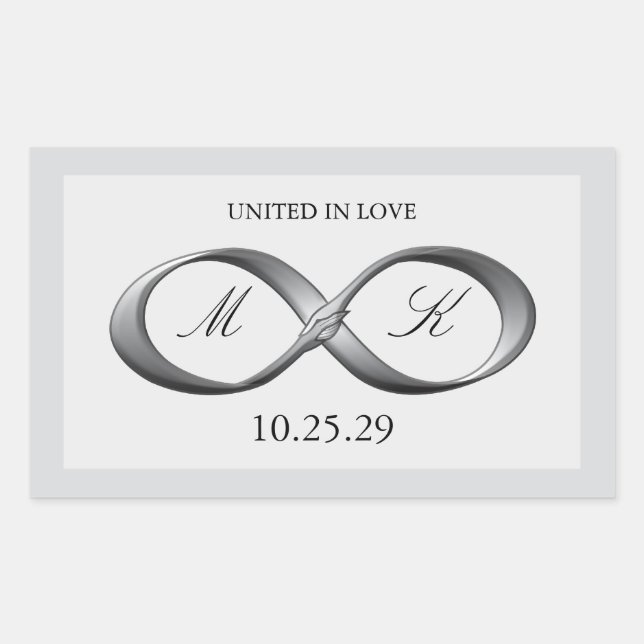Silver Platinum Infinity Hand Clasp Wedding Favor Rectangular Sticker (Front)