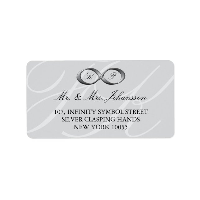 Silver Platinum Infinity Hand Clasp Wedding Labels (Front)