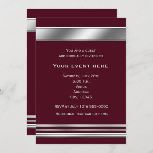 Silver Platinum Shine Elegant Invitation-ANY COLOR Invitation