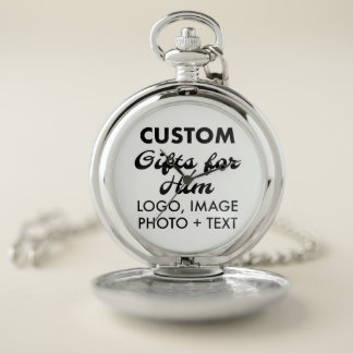 Silver Pocket Watch & Chain Custom Gifts for Him