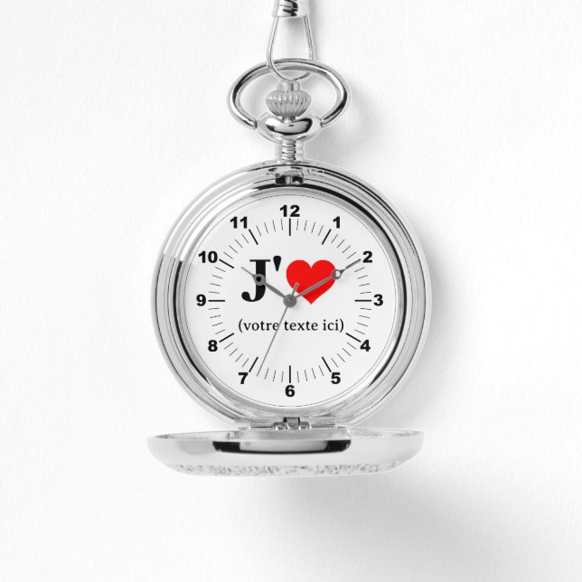Silver Pocket Watch - Custom I Heart (Front)