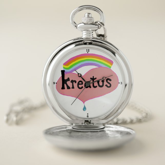 Silver Pocket Watch heart rainbow kreatus (Inside)