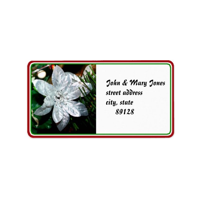 Silver Poinsettia Ornament Label (Front)