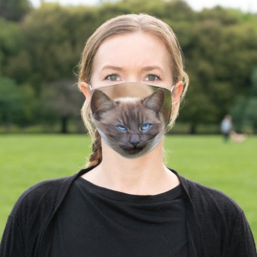 Silver Point Siamese Cat Face Photo Face Mask