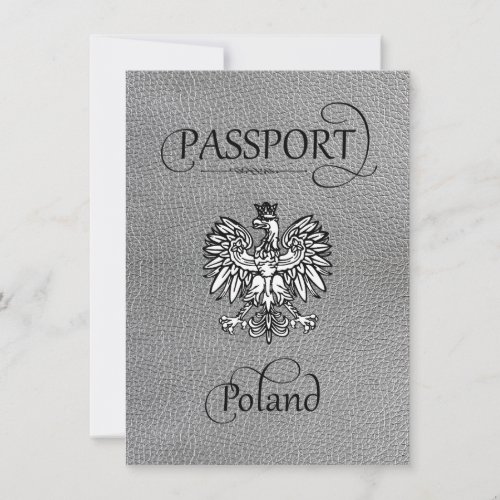 Silver Poland Passport Save the Date Card