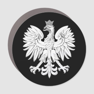 Silver Polish eagle with ceown car magnet